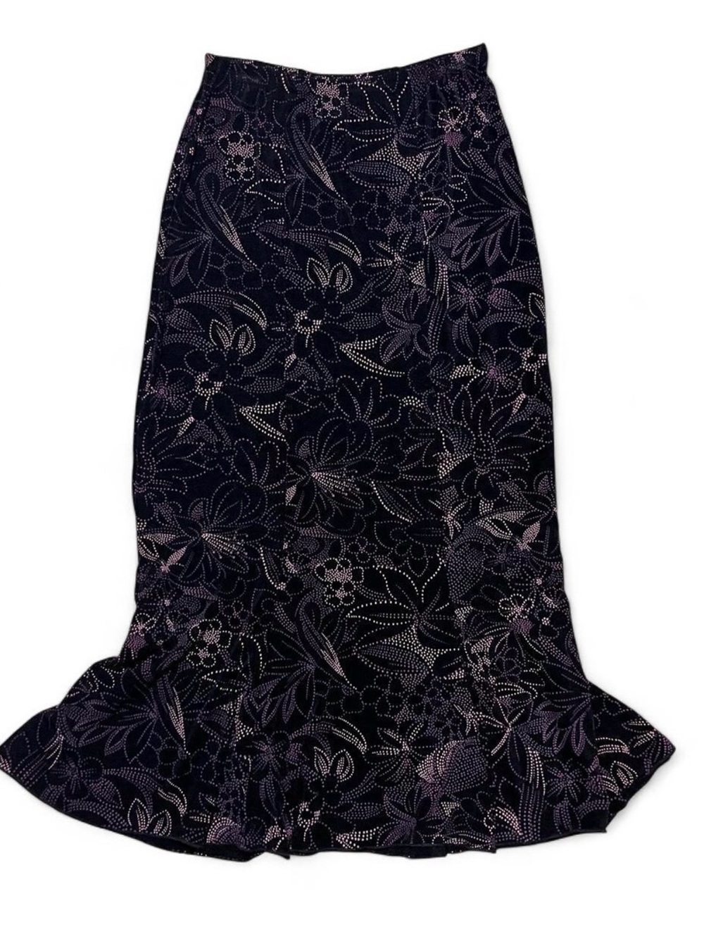 Black and Purple Floral Maxi Skirt - Women